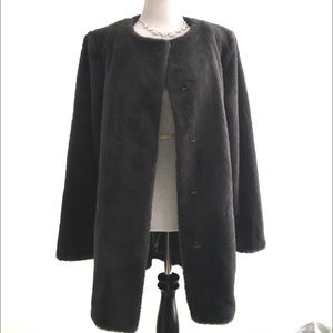 Elegant Black Faux Fur Coat
